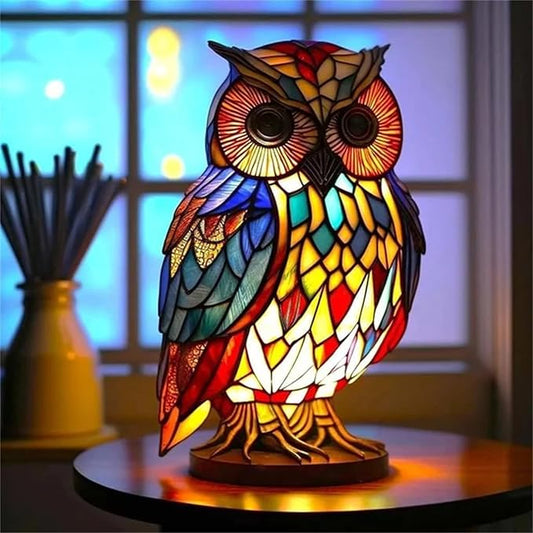 Mmoneyake Animal Table Lamp Series, Stained Resin Cat/Dragon/Wolf/Horse/Owl/Dolphin/Turtle Table Lamp Night Light, Stained Resin Dragon Light, Christmas Desk Lamp for Home Bedroom Decoration