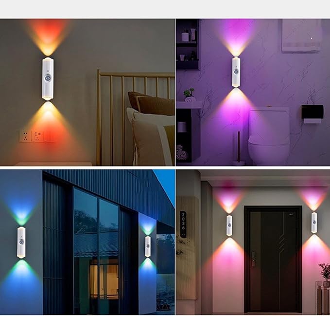 Motion Sensor Wall Lamp, Motion Sensor Light Indoor, Smart Night Light, Rechargeable Sensor Bathroom Light, Magnetic Mount lamp for Bedroom, Bathroom, Courtyard, Livingroom (White-7 Color)