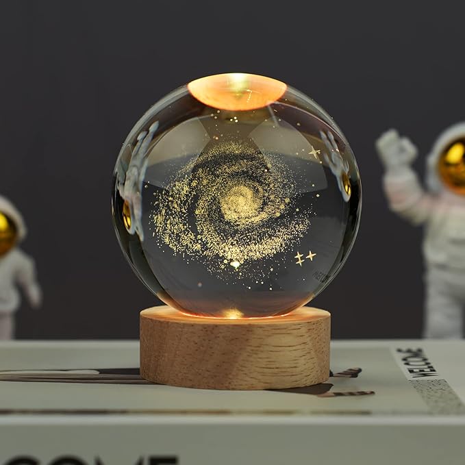 Large 3D Galaxy Crystal Ball Night Light, Crystal Lamp 16 Color Changing with Remote Control for Bedroom Decor, Ideal Birthday Gift for Teens Boys and Girls, Galaxy Model