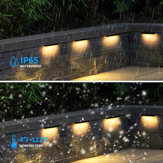 4inch 1.8W 12V AC/DC Low Voltage Landscape Lighting,2700K Soft White Retaining Wall Light,Hardscape Lighting Paver Light,50,000 Hours Lifespan Outdoor Step Light,8Packs-Black
