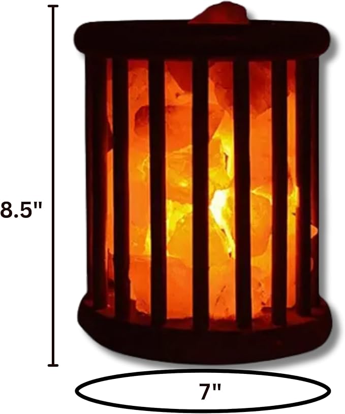 Himalayan Pink Salt Lamp Cage – 7"(D) × 8.5"(H) Heated Rock Lamp for Relaxation, Detox & Home Spa
