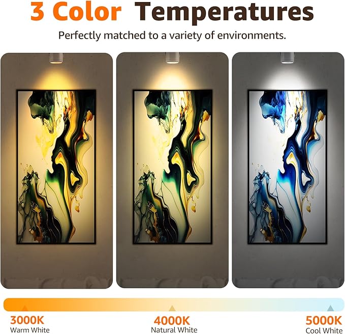 3W Uplighting LED Spot Lights with Timer - Dimmable, Plug-in Up Lights for Plants, Artwork, 2 Pack (3000K/4000K/5000K)