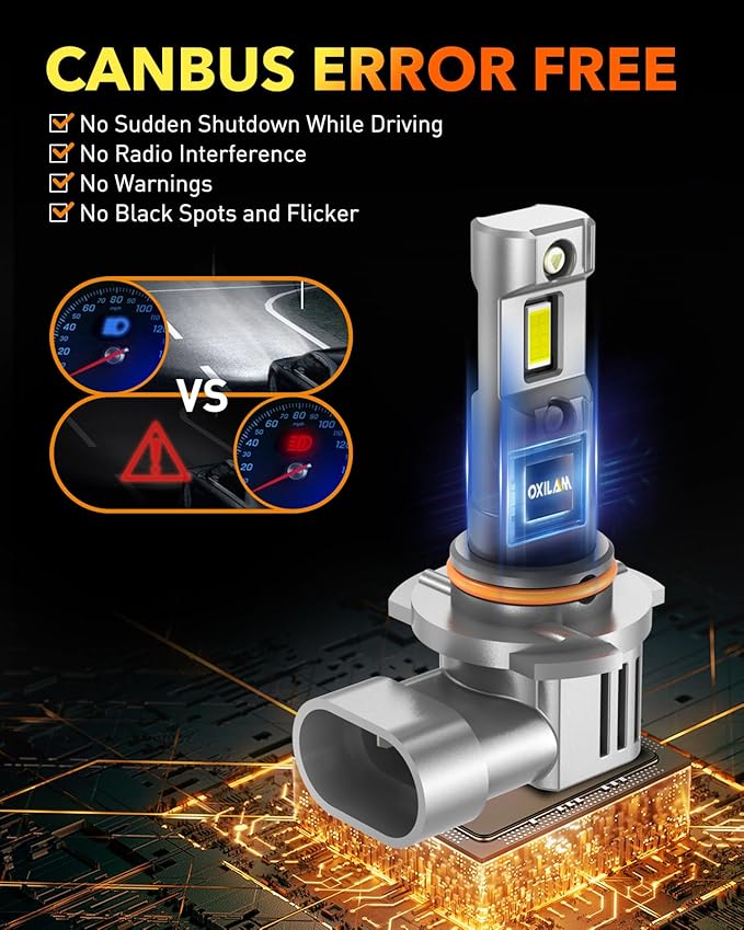 OXILAM 9005 9006 LED Bulbs Combol, HB-3 & HB-4 900% Brighter 6500K Cool White Driving Bulbs, Anti-Flicker, 10-Years Lifespan, Fog Lights Compatible with Cars Trucks SUVs, Pack of 4