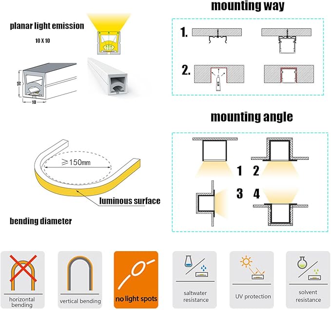 Silicone Soft LED Strip,LED Landscape Lighting,12V Low Voltage Step Light 3000K Warm White Light,IP68 Waterproof Outdoor Landscape Lighting,Suitable for Courtyard Wall Stairs