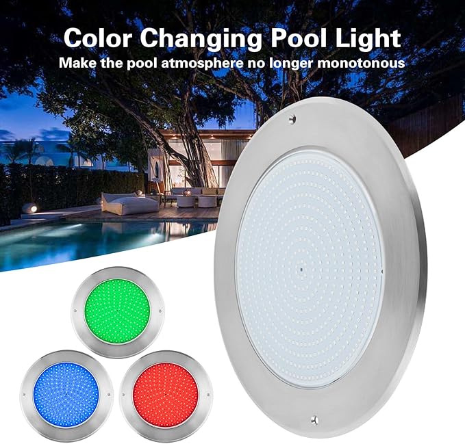 Eapmic 12V 45W Pool Light Underwater Color-Change LED Lights RGB IP68 Without Remote(45W,Style 3)