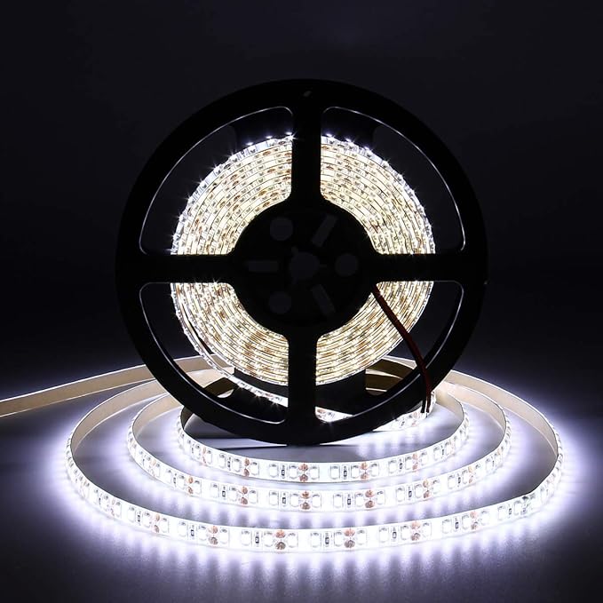 600 LEDs Light Strip Waterproof Cool White 7000K, SUPERNIGHT 16.4FT LED Rope Lighting Flexible Tape Decorate for Bedroom Boat Car TV backlighting Holidays Party (White)
