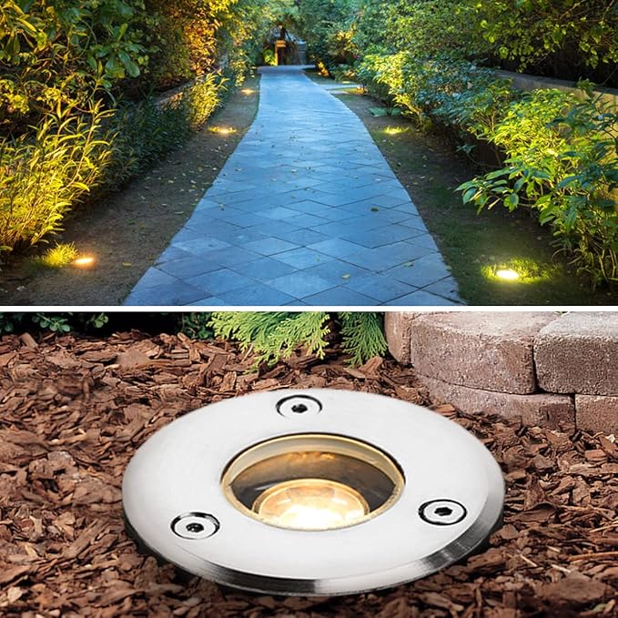 EAGLOD LED Low Voltage Landscape Lights With Connectors 1W Well Lights, 12V-24V In-Ground IP67 Waterproof 3000K Soft Warm White 100 Lumen for Up Lighting Garden Plant, Driveway (12 Pack)