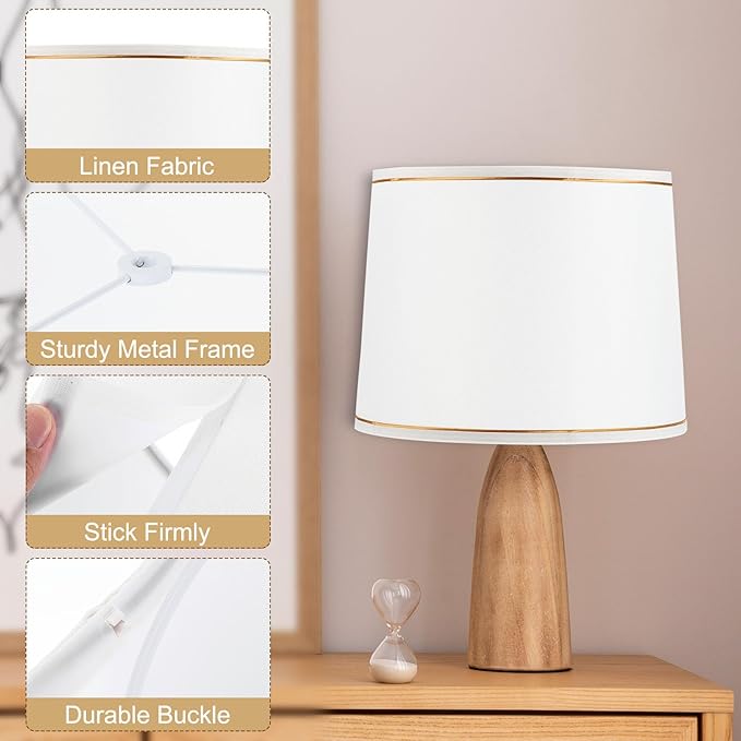 PATIKIL Lamp shades for Table Lamps 11.4" Top x 12.6" Bottom x 9.8" High Drum Lamp shades for Floor Lamps Medium Linen Lampshade Easy Assembly for Lamp Replacement, White