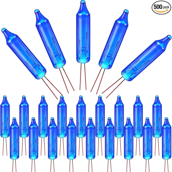 Mudder 500 Pcs Christmas Tree Replacement Light Bulbs 2.5v Christmas Light Bulbs Incandescent Xmas Decorative Replacement String Lights Outdoor Indoor(Blue)