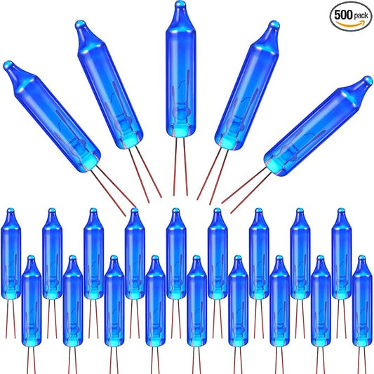 Mudder 500 Pcs Christmas Tree Replacement Light Bulbs 2.5v Christmas Light Bulbs Incandescent Xmas Decorative Replacement String Lights Outdoor Indoor(Blue)