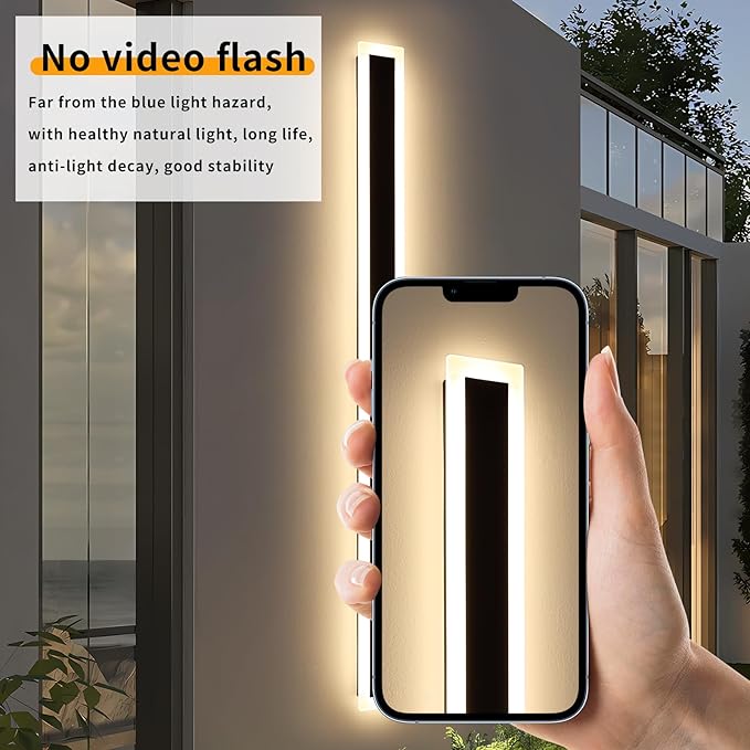 Mikeru 2Pack 71inch Modern Outdoor Exterior Wall Light, 3000k/4500k/6000k 3 Colors Switchable Large Outdoor Fixture Wall Mount, Ip65 Waterproof Modern Long Porch Light, Hardwired (Width: 5.5inch)