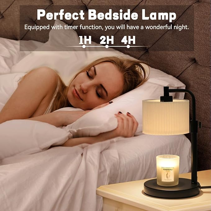 Candle Warmer Lamp, Candle Lamp Warmer with Timer Adjustable Height Wax Warmer Lamp for Jar Candles, Birthday Gifts for Women House Warming Gifts (Black)