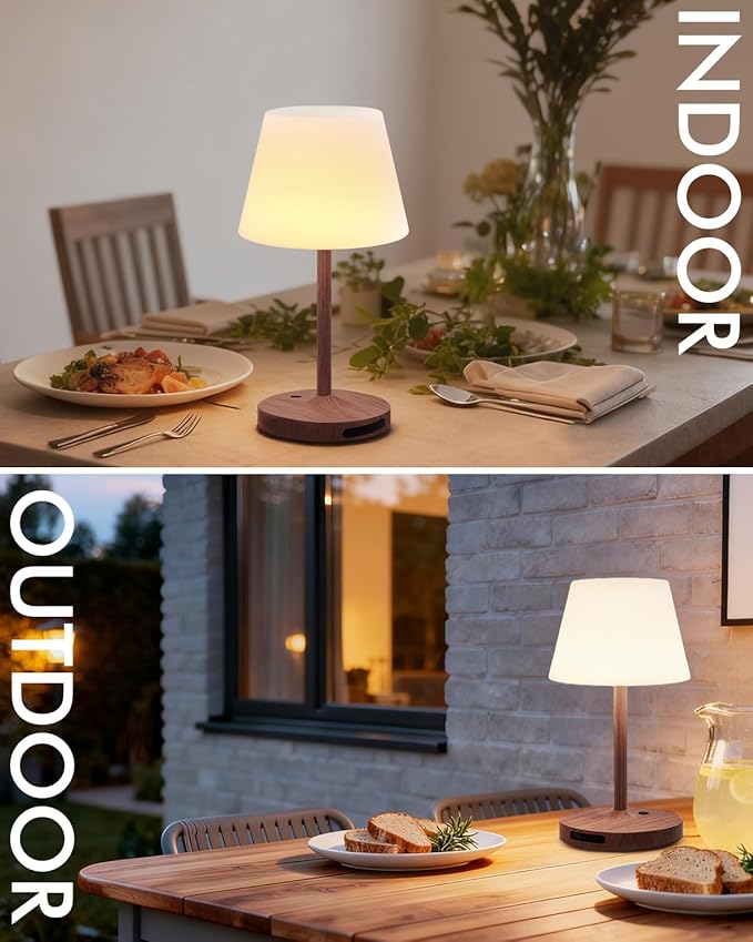 Outdoor Waterproof Shower Lamp, 5200mAh Cordless Rechargeable Table Lamp with Touch Dimming, IP65 Wireless LED Night Light for Patio, Camping, Bathroom, Restaurant & Kitchen