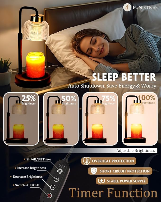 Candle Warmer Lamp with Timer & Dimmable Brightness, House Warming Gifts New Home, Candle Warming Lamp Gifts for Anniversary, Birthday Gifts for Women Mom, Flameless Wax Melt Warmer for Jar Candles