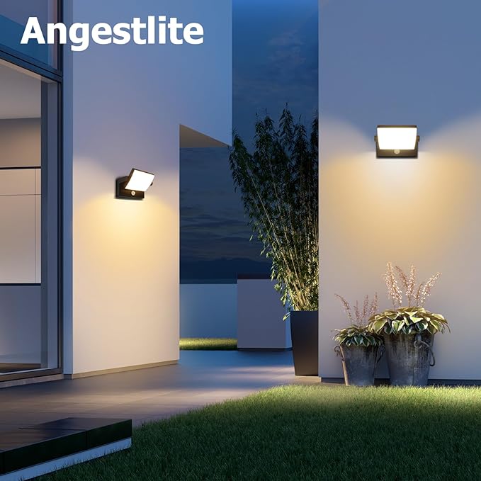 Motion Sensor Outdoor Light Black 350 °Rotatable 18W 1980LM Modern Porch Light IP65 Waterproof Wall Sconce for Outside 3000K Warm White Patio Light for Entrance Doorway House Gardern Garage