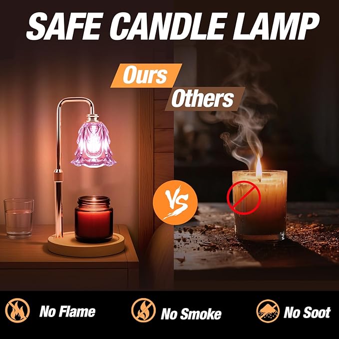 Candle Warmer Lamp with Timer and Dimmer, Electric Wax Warmers for Scented Candles with 5 Brightness Settings, Anti-Glare Lamp with Adjustable Height, Home Decor, Gift for Valentines, Birthday