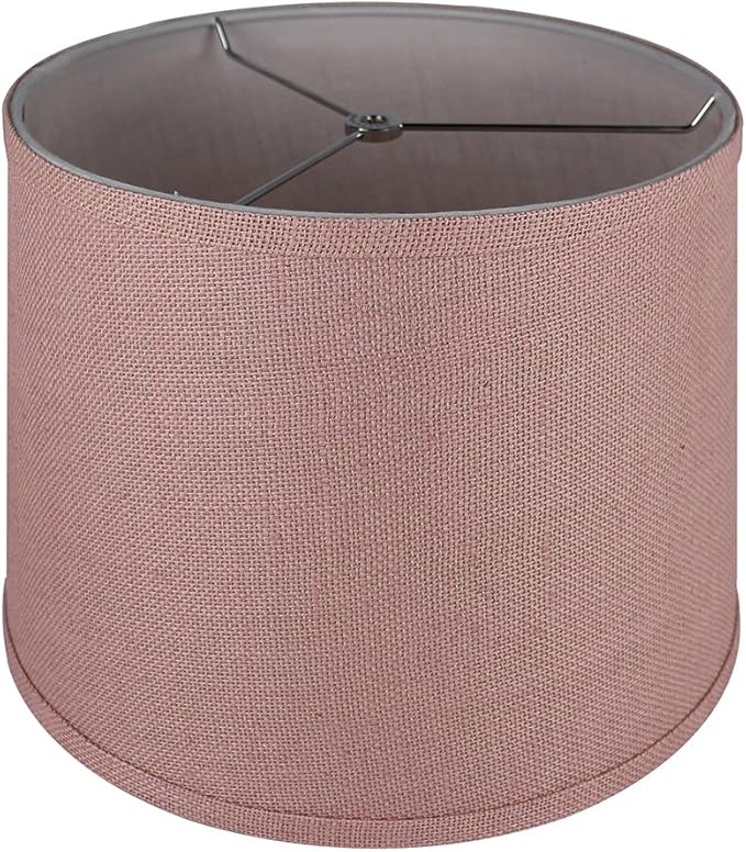 Urbanest French Drum Burlap Lampshade, 10-inch by 12-inch by 8.5-inch, Dusty Rose