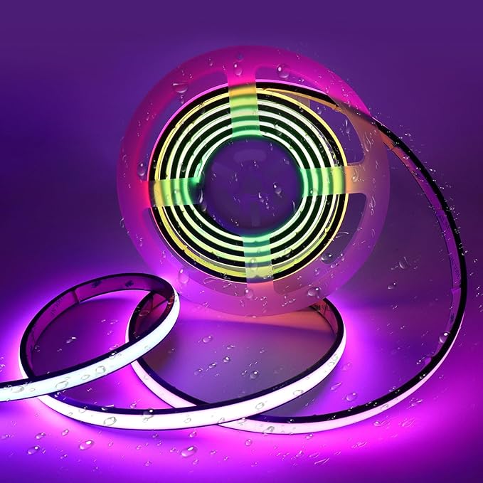 Addressable COB LED Strip, IP68 Waterproof 12V 3.28ft WS2811 RGB-IC Dream Rainbow Color Black PCB LED Tape 720LEDs/m with Silicone Tube for Outdoor Decor Lighting (Without Controller and Power Supply)