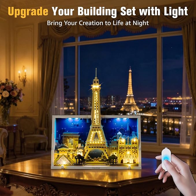 BrickSoul Upgrade Light Kit for 21064 Paris – City of Love Building Set | with ON/Off & Dimmer Switch & Hidden Cable Tech | Easy Install Lighting Set (21064 Set NOT Included)
