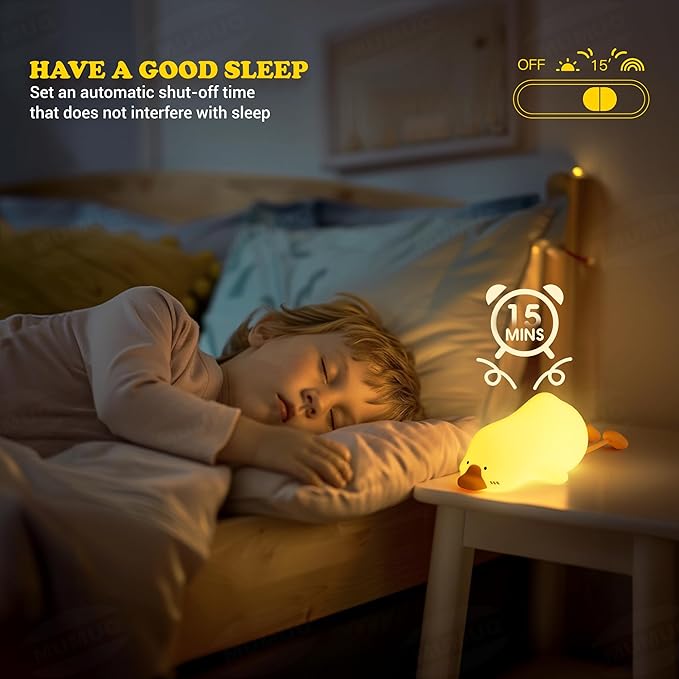 Goose Night Light for Kids, 8 Colors Silicone Cute Duck Lamp, Lying Flat Duck Nightlight, 3 Level Dimmable Kids Nightlight, Timer Rechargeable Bedside Touch Baby Night Lamp, Xmas Birthday Gifts