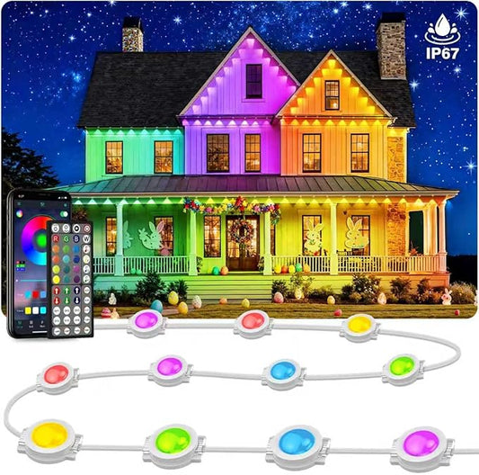 Permanent Outdoor Lights,300FT RGB Eave Light,IP67 Waterproof Lighting for House,Smart LED with App/Remote Control for Outdoor Decor,Garden Decor,Party,Holiday