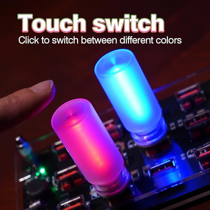 Portable Touch controll LED Night light, Mini USB Bulb Lamp for car decoration atmosphere,glass bottle 13-Mode Dimmable night lights plug into wall for bedroom,kids room,bathroom and hallway,2 Pack