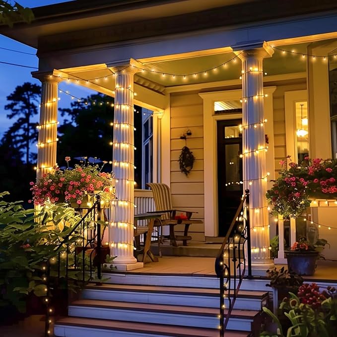 JMEXSUSS 400 LED Warm White Christmas Lights Outdoor, 132ft Christmas Tree Lights with Remote, 8 Modes Indoor String Light for Xmas Tree Garden Porch Yard House Holiday Decor