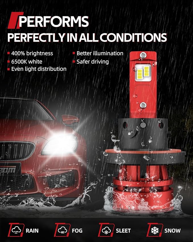 Torchbeam T2 H13/9008 Bulbs Kit, 45,000LM 900% Superior Brighter Bulbs, H13 Fog Bulbs 6500K Cool White Light with Fan, Plug and Play, Pack of 2