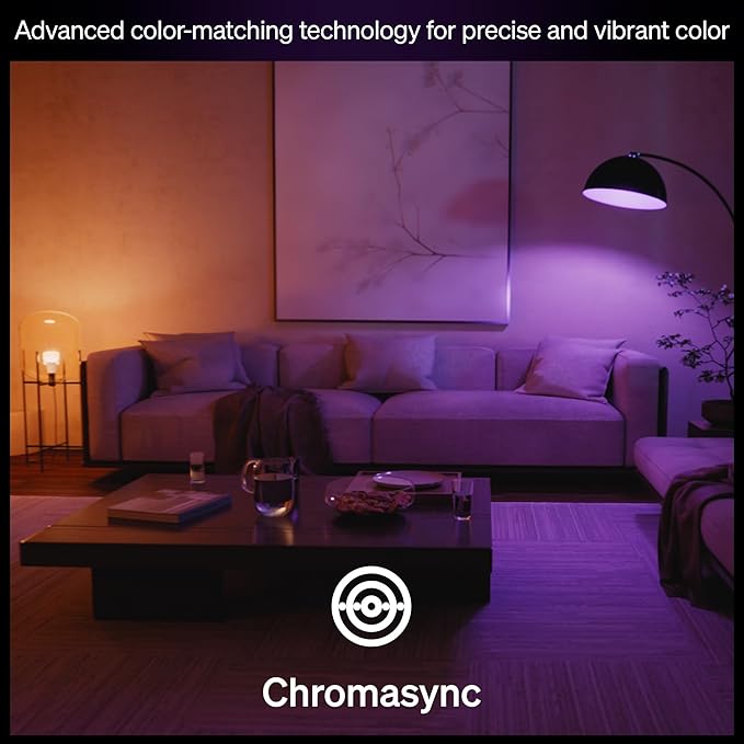 Philips Hue Smart LED A19 Bulb, White and Color Ambiance, E26 Base,10.5W, Full Spectrum Light 1000K-20000K,1100 Lumens, Dimmable,Compatible with Alexa,Google, Apple Home, 4pk
