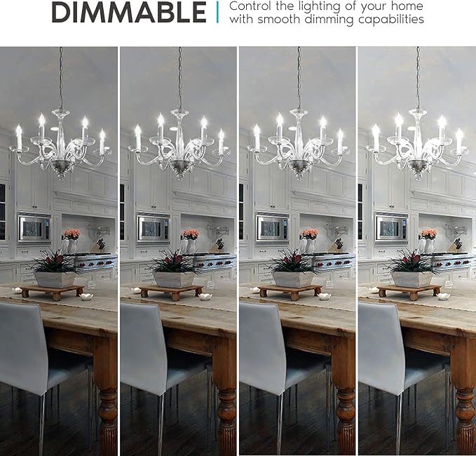 LUXRITE Vintage Candelabra LED Bulb 60W Equivalent, 550 Lumens, 5000K Bright White, LED Chandelier Light Bulbs 5W, Dimmable, Torpedo Tip Clear Glass, Filament LED Candle Bulbs, E12 Base (12 Pack)
