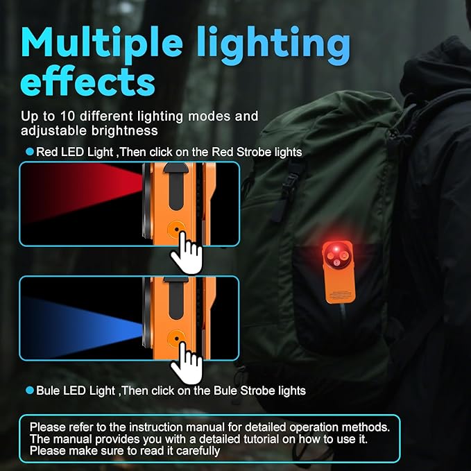 EDC Flashlight Clip-on Light, 600 Lumens Rechargeable Flashlight, Mini Pocket Clip-on Light with RGB Mode, Magnetic Small Flashlight Type-C for Camping Repairing Signaling Cycling, Orange