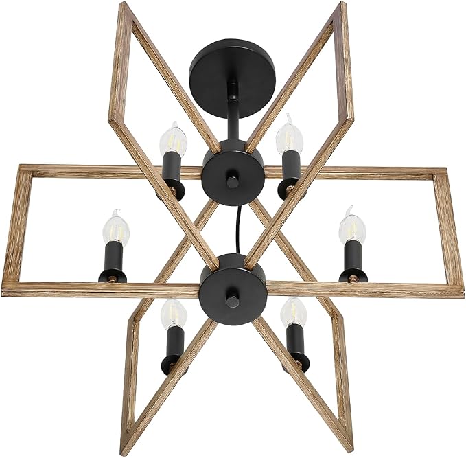 VEVOR 6-Light Chandelier, Metal Farmhouse Chandelier, Adjustable Height, Dining Room Hanging Light Fixture for Ceilings, Modern Chandelier for Bedroom, Foyer, Hall, Kitchen, Living Room and Entryway