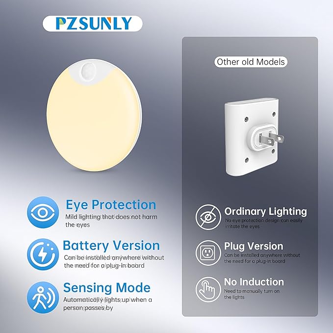 Motion Sensor Night Light,LED Rechargeable Indoor Night Lights,Magnetic Cabinet Light Closet Light for Kitchen Bedroom Bathroom Stairs 6 Pack (Warm Lamp)