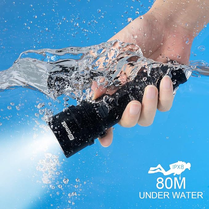 Scuba Diving Flashlight Dive Torch 2000 Lumen Waterproof Underwater XM-L2 LED Submarine Lights Holder with Charger for Under Water Deep Sea Cave at Night