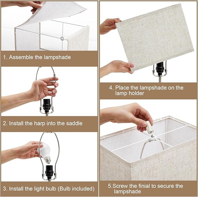 GyroVu 25.5" Nightstand Table Lamps for Bedrooms Set of 2, Bedside Lamp with USB C+A, 3 Colors Changeable Living Room Lamp, Modern Night Stand Lamps for Bed Side Guest Room Reading, Antique White