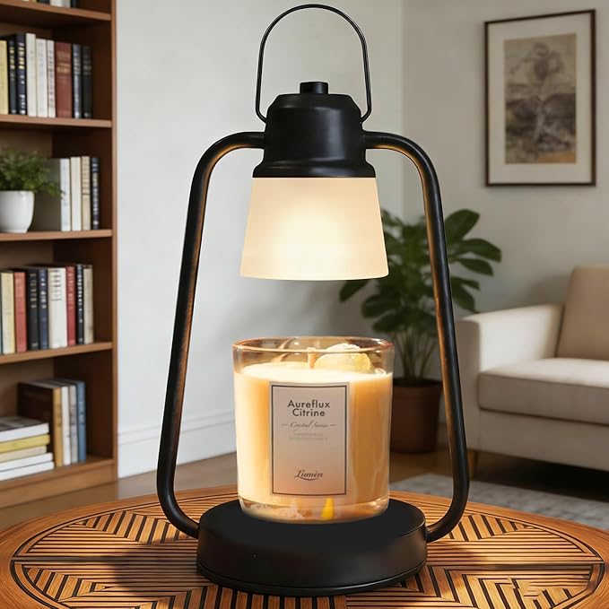 Candle Warmer Lamp with Timer Dimmable, Birthday Christmas Gift for Mom Sister Girlfriend, Vintage Decor Lamp for Housewarming Gift, Electric Wax Melt Warmer for Jar Candle with 2 Bulbs, Black