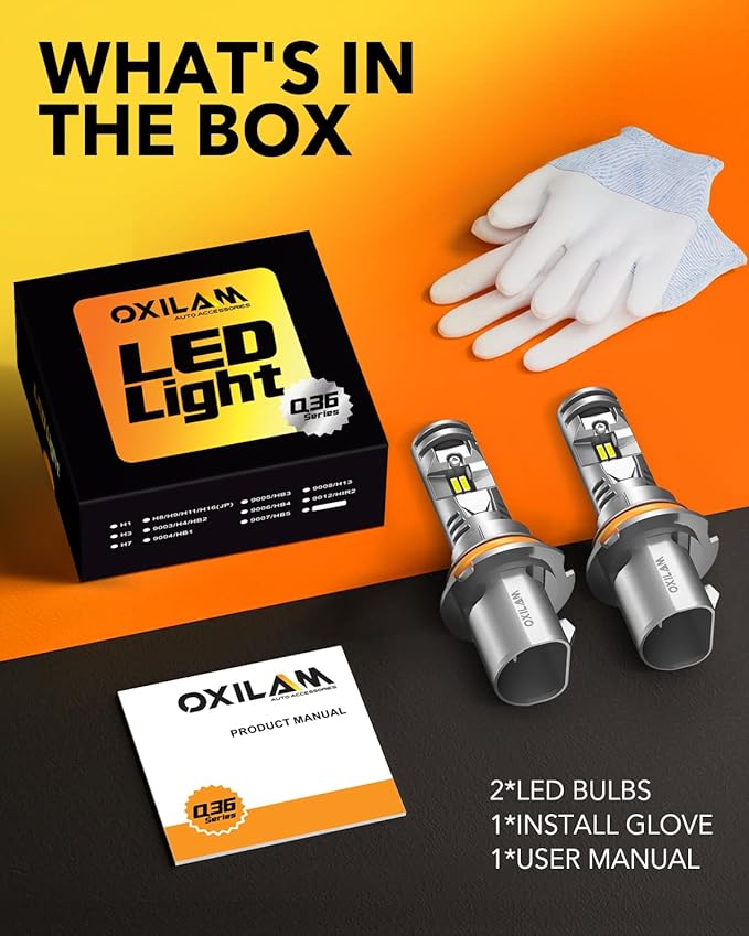OXILAM 9007 LED Bulbs, 1000% Brighter Ultra-Bright, 3 Min Quick Install Wireless, 20 Years Lifespan, No Flicker, 99% Compatibility, Pack of 2