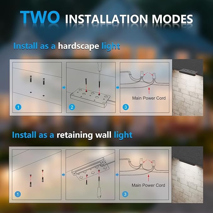 VOLISUN 7 Inch Retaining Wall Lights, IP67 Waterproof Hardscape Lighting, Cuttable Low Voltage Lighting, 12V Paver Lights, 2.8W Outdoor Step Landscape Lights, 5000K Daylight (12 Pack)