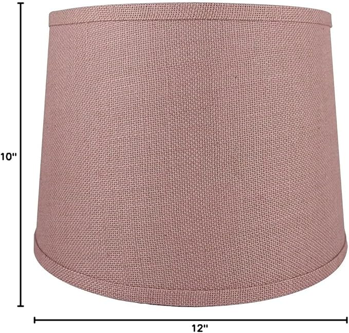Urbanest French Drum Burlap Lampshade, 10-inch by 12-inch by 8.5-inch, Dusty Rose