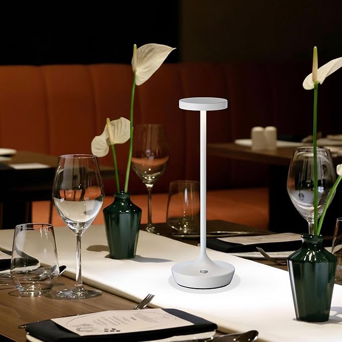 Cordless Table Lamp Rechargeable - 6000mAh LED Battery Operated Table Light - Portable Touch Dimmable Outdoor Waterproof Table Lamps for Patio Bar Restaurant Dining (2 White)