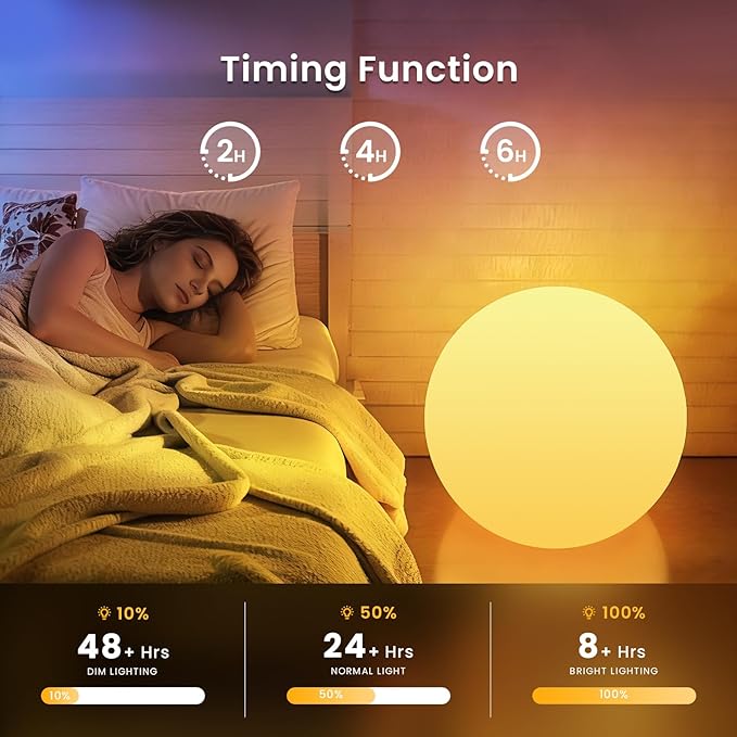LOFTEK 16-inch Large Nursery Night Light Ball: 16 Colors Change Floating Light with Remote Control, Rechargeable and Waterproof Night Lights,for Home Decor Study Area, Living Room