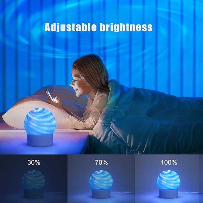 2 in 1 Ocean Wave Projector Light, 16 Color Northern Aurora Night Light Projector, 3D Dynamic Ripple Effect Holographic Water Ripple Romantic Ambient Lighting, Mood Lighting for Bedroom, Wired