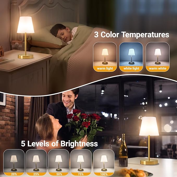 1 Pack Cordless Table Lamp Rechargeable, 10000 mAh Portable LED Battery Operated Lamp with Remote Control, 10 Colors Dimmable Touch Desk Light with Timer for Bedside Night Light Outdoor Patio Camping