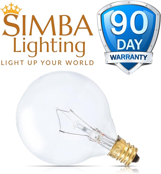 Simba Lighting Aromatic Wax Warmer Small Globe G16.5 Round Bulb 25W E12 Candelabra Base (6 Pack) for Chandelier, Ceiling Fan, Decorative Vanity Lights, Sconce, Clear Glass, 110V 120V, 2700K Warm White