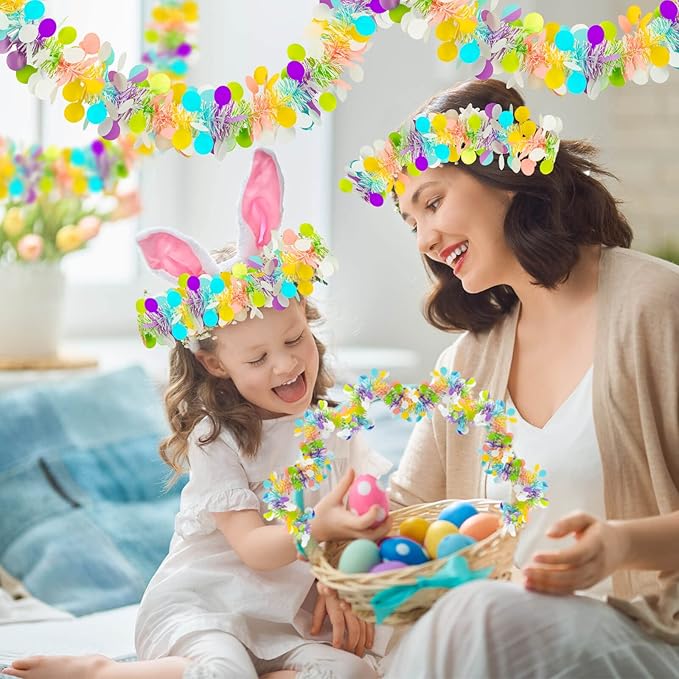 12 PCS Easter Tinsel Garland, 78.8 ft Egg Tinsel Garlands Colorful Fringe Easter Hanging Garland Decorations for for Easter Party Wedding New Years Home Indoor Outdoor Decor