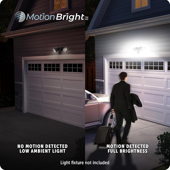 Globe Electric 240° Motion Sensor Replacement, MotionBright 2-Level Lighting, Adjustable SENS Dial, Manual Mode, Black Finish, Outdoor Security Light, 17000184