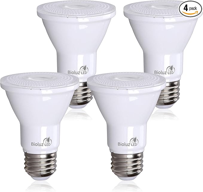 Bioluz LED PAR20 LED Bulbs 3000K 90 CRI 5.5W = 75W Replacement Soft White Dimmable Spot Light Bulb E26 Base 40 Degree Beam Angle UL Listed & Title 20 4-Pack