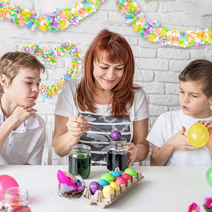GlyinnHe 33Ft Easter Tinsel Garland with Confetti Colorful Metallic Tinsel Twist Garland Spring Hanging Garland Decoration for Easter Holiay Door Tree Mantel Party Supplies