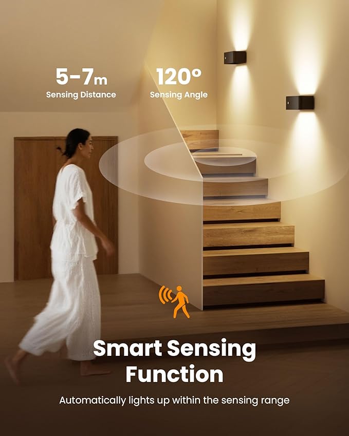 Motion Sensor Wall Sconce Indoor with Remote Control 3 Colors Wireless Wall Light LED Wall Sconces Rechargeable 8000mAh Battery Operateded Wall Lamps Brightness Adjustable for Bedroom