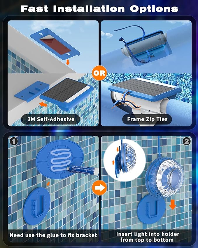 Solar Pool Lights, Solar Powered Submersible LED Lights with Remote IP68 Waterproof Swimming Pool Lighting,16 Colors Underwater Pool Light for Above Ground Inground Pool, Pond (Blue,4Pack)